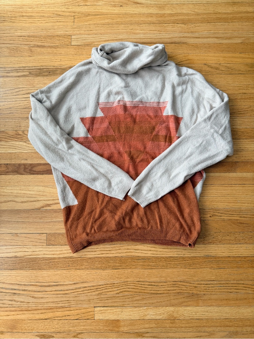 Prana Women's Two-Tone Cowl Neck Sweater in Cream and Rust
